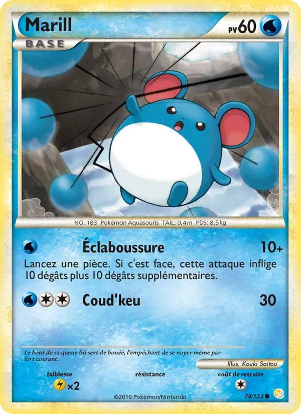 Carte Pokémon Marill de l'extension HeartGold SoulSilver