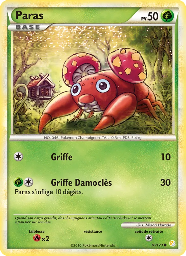 Carte Pokémon Paras de l'extension HeartGold SoulSilver