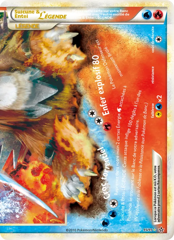 Carte Pokémon Suicune & Entei LÉGENDE (bas) de l'extension Déchaînement