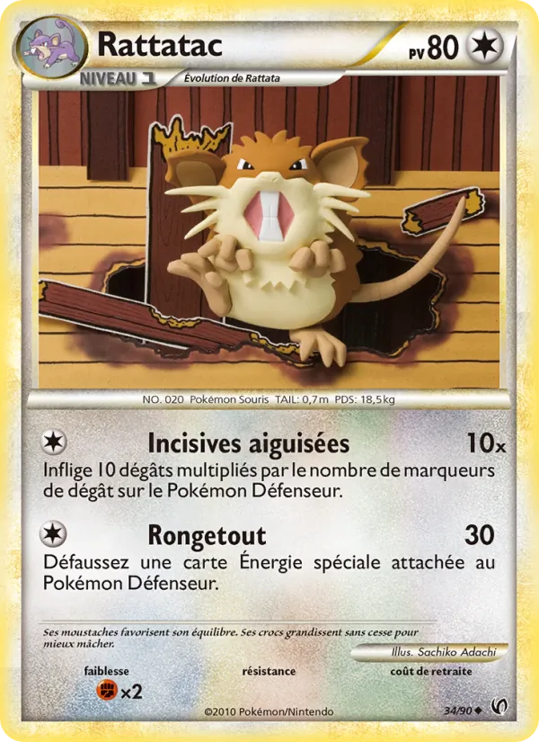 Carte Pokémon Rattatac de l'extension Indomptable