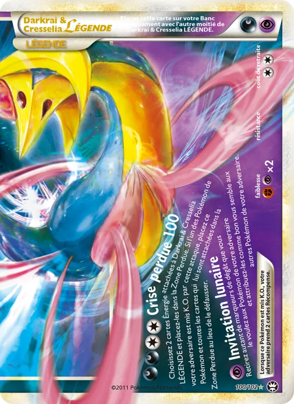 Carte Pokémon Darkrai & Cresselia LÉGENDE de l'extension Triomphant