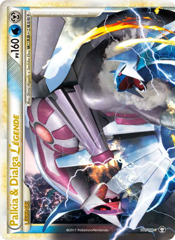 Carte Pokémon Palkia & Dialga LÉGENDE de l'extension Triomphant
