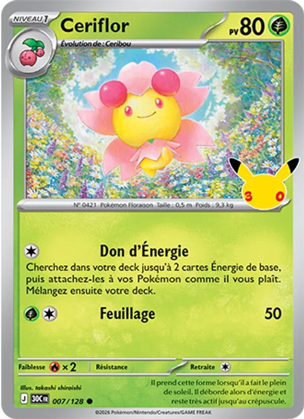 Carte Pokémon Ceriflor de l'extension 30ᵉ Anniversaire
