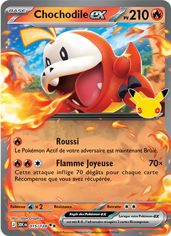 Carte Pokémon Chochodile-ex de l'extension 30ᵉ Anniversaire