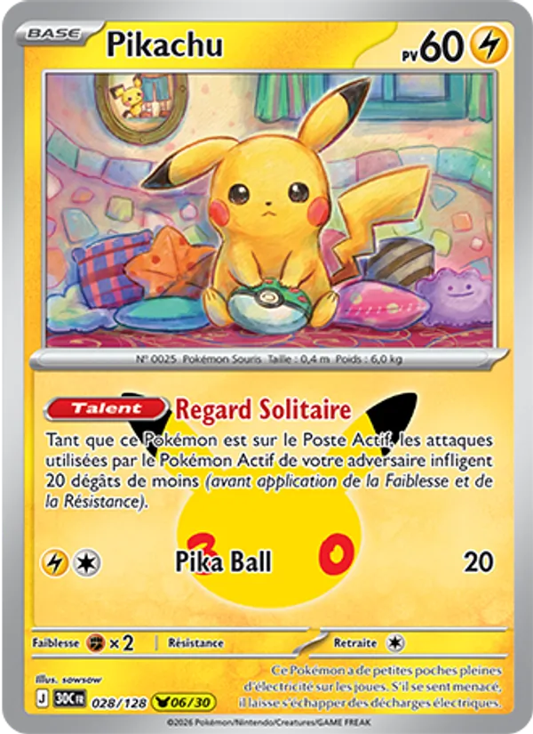 Carte Pokémon Pikachu de l'extension 30ᵉ Anniversaire