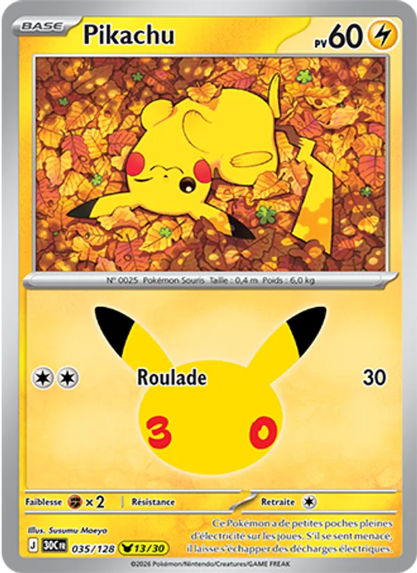 Carte Pokémon Pikachu de l'extension 30ᵉ Anniversaire