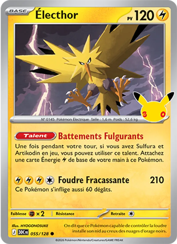 Carte Pokémon Électhor de l'extension 30ᵉ Anniversaire