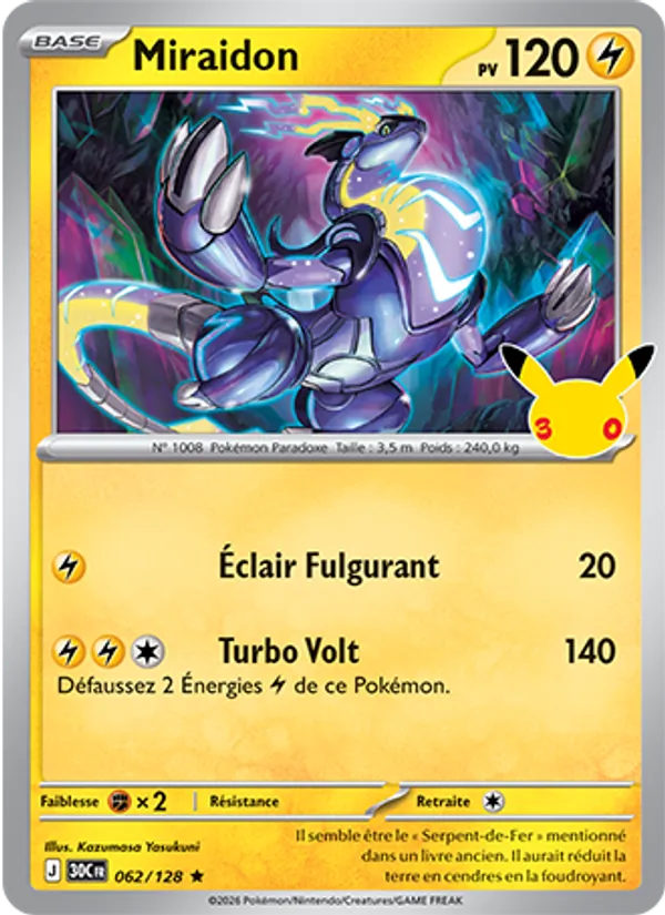 Carte Pokémon Miraidon de l'extension 30ᵉ Anniversaire