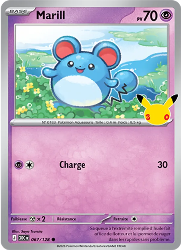 Carte Pokémon Marill de l'extension 30ᵉ Anniversaire