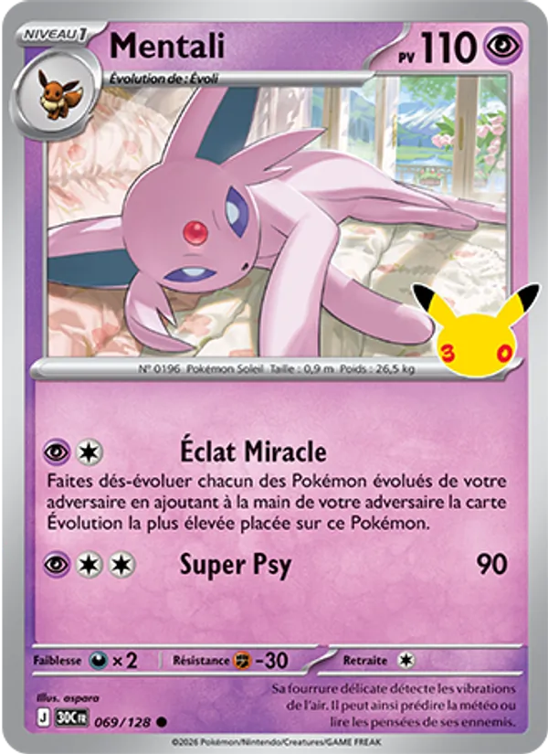 Carte Pokémon Mentali de l'extension 30ᵉ Anniversaire