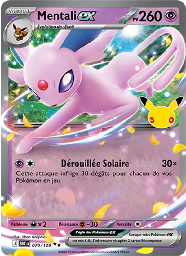 Carte Pokémon Mentali-ex de l'extension 30ᵉ Anniversaire