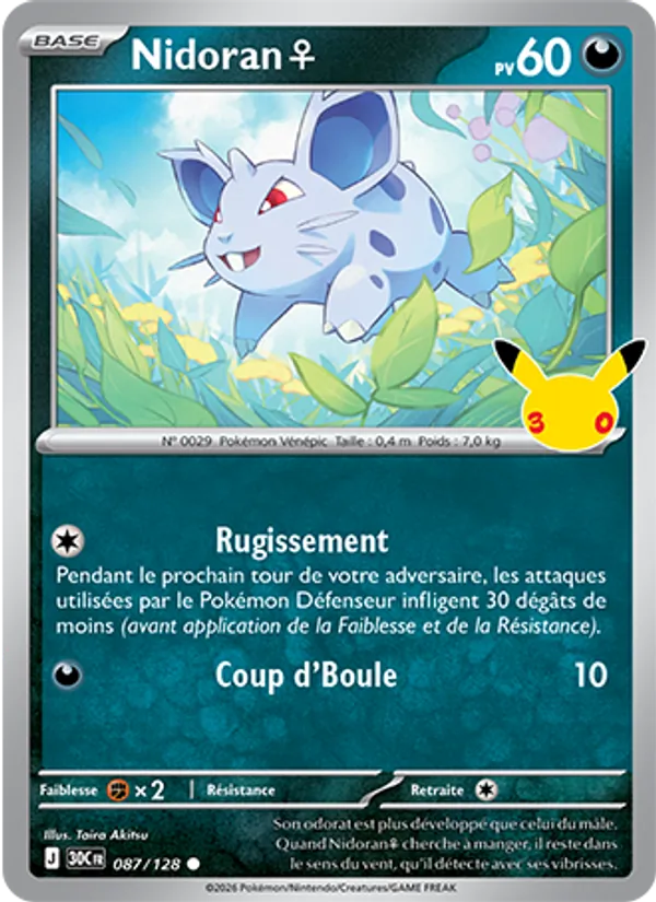 Carte Pokémon Nidoran♀ de l'extension 30ᵉ Anniversaire
