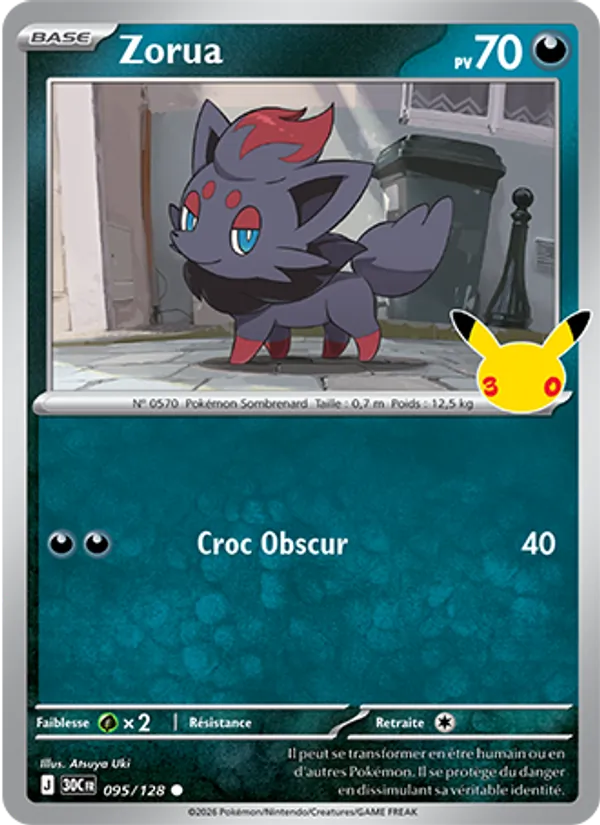 Carte Pokémon Zorua de l'extension 30ᵉ Anniversaire