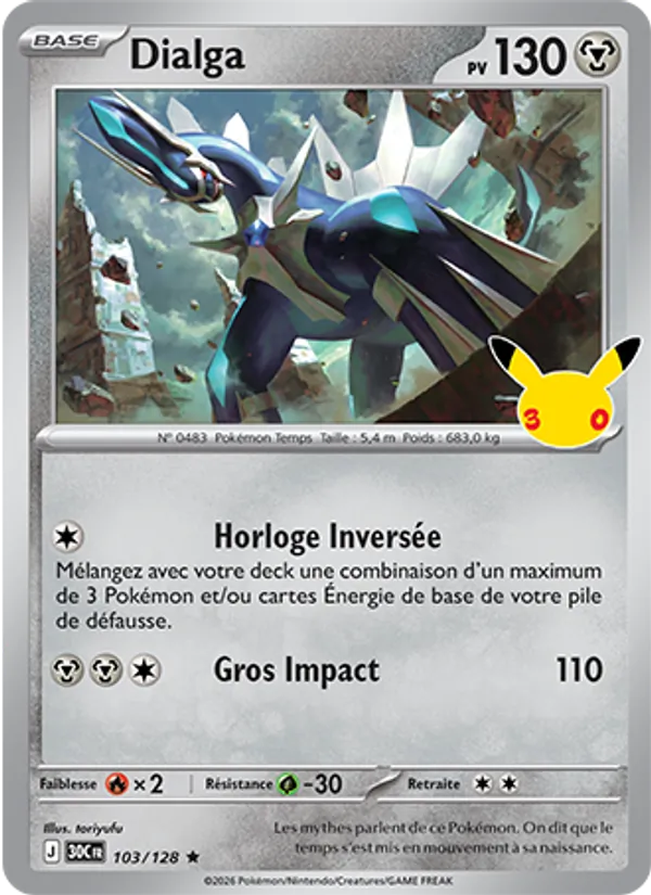 Carte Pokémon Dialga de l'extension 30ᵉ Anniversaire