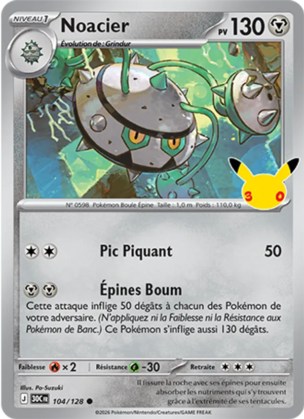 Carte Pokémon Noacier de l'extension 30ᵉ Anniversaire