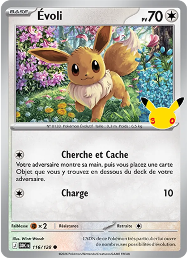 Carte Pokémon Évoli de l'extension 30ᵉ Anniversaire