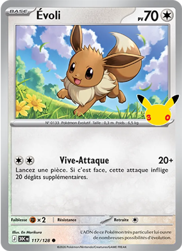 Carte Pokémon Évoli de l'extension 30ᵉ Anniversaire