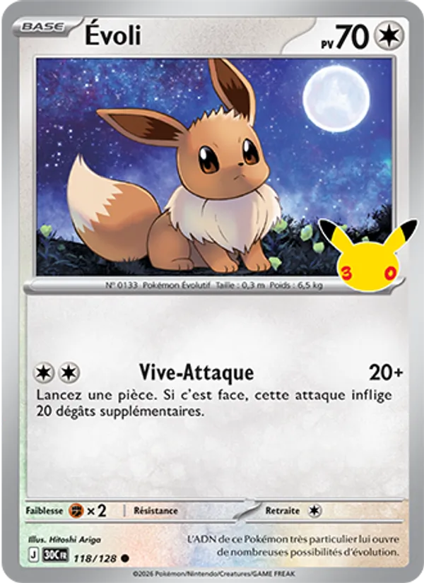 Carte Pokémon Évoli de l'extension 30ᵉ Anniversaire