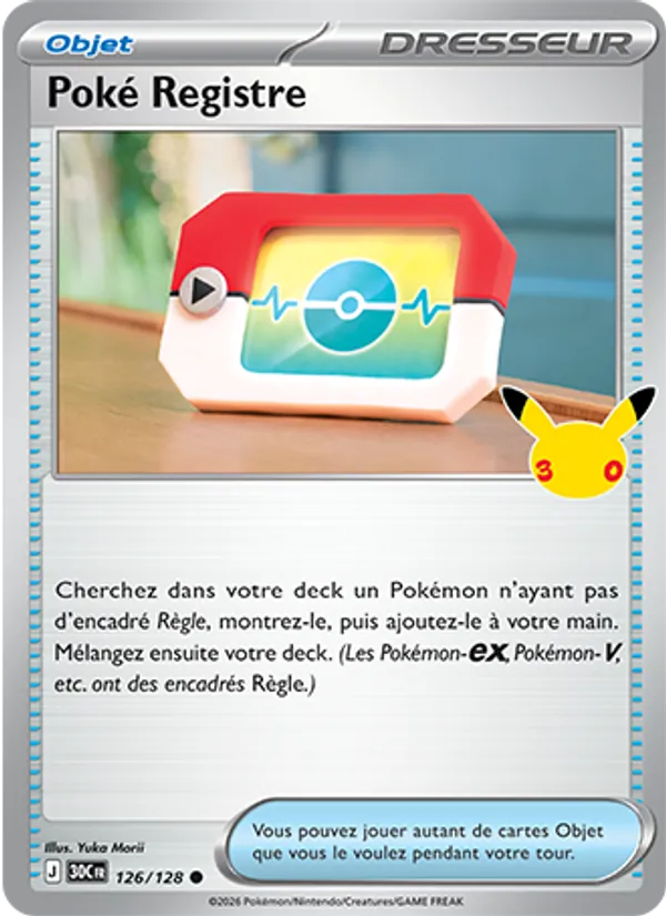 Carte Pokémon Poké Registre de l'extension 30ᵉ Anniversaire