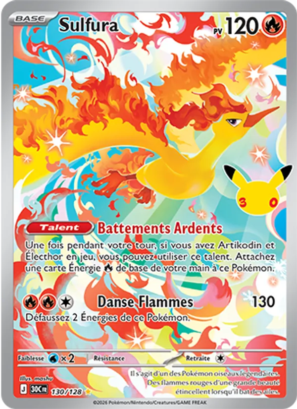 Carte Pokémon Sulfura de l'extension 30ᵉ Anniversaire