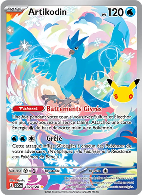 Carte Pokémon Artikodin de l'extension 30ᵉ Anniversaire