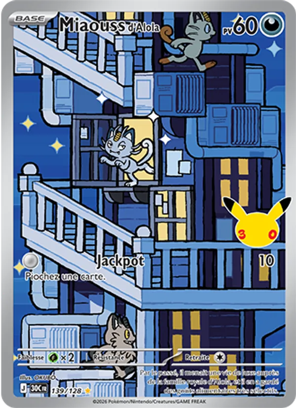 Carte Pokémon Miaouss d'Alola de l'extension 30ᵉ Anniversaire