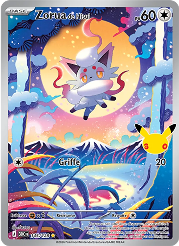 Carte Pokémon Zorua de Hisui de l'extension 30ᵉ Anniversaire