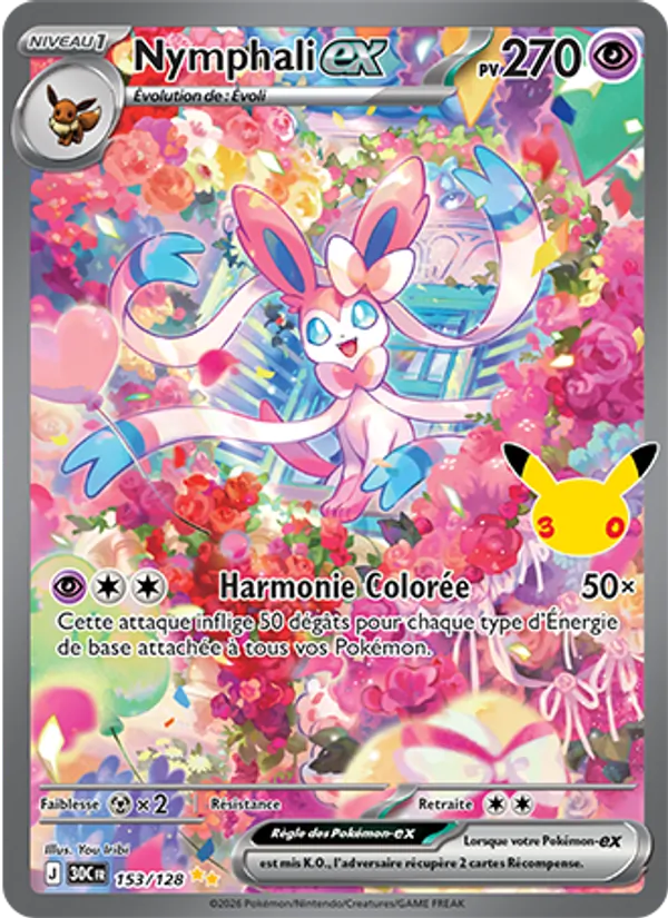 Carte Pokémon Nymphali-ex de l'extension 30ᵉ Anniversaire