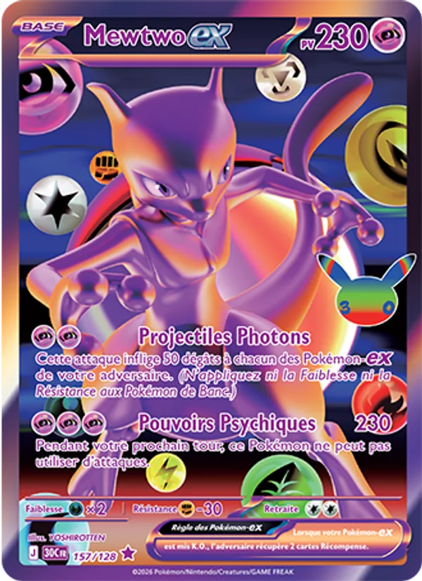 Carte Pokémon Mewtwo-ex de l'extension 30ᵉ Anniversaire