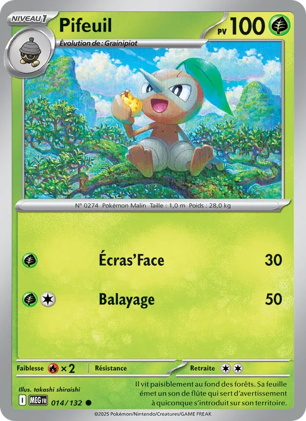 Carte Pokémon Pifeuil de l'extension Méga-Évolution