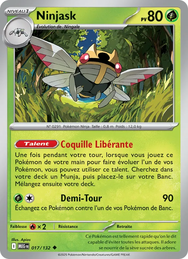 Carte Pokémon Ninjask de l'extension Méga-Évolution