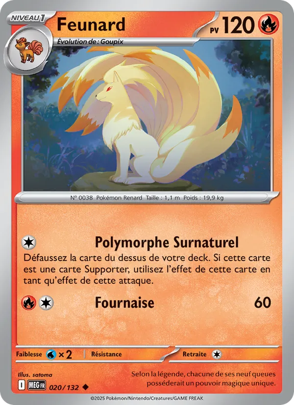 Carte Pokémon Feunard de l'extension Méga-Évolution