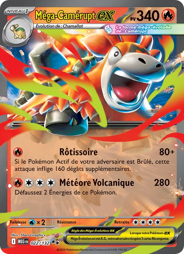Carte Pokémon Méga-Camérupt-ex de l'extension Méga-Évolution