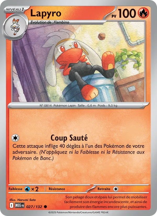 Carte Pokémon Lapyro de l'extension Méga-Évolution