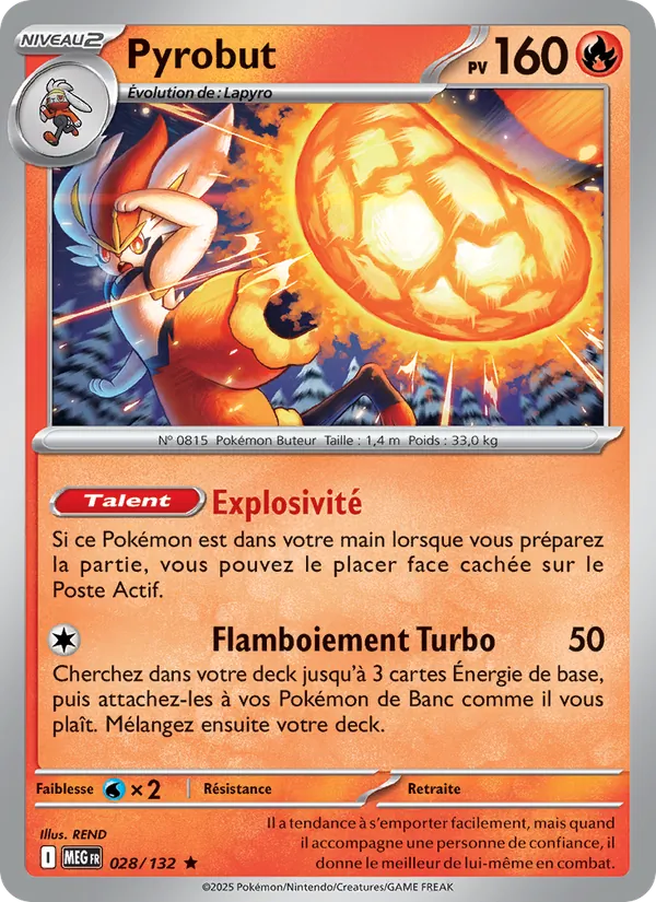 Carte Pokémon Pyrobut de l'extension Méga-Évolution