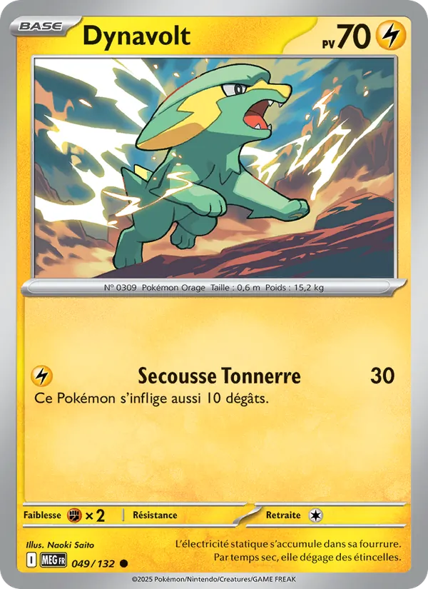 Carte Pokémon Dynavolt de l'extension Méga-Évolution