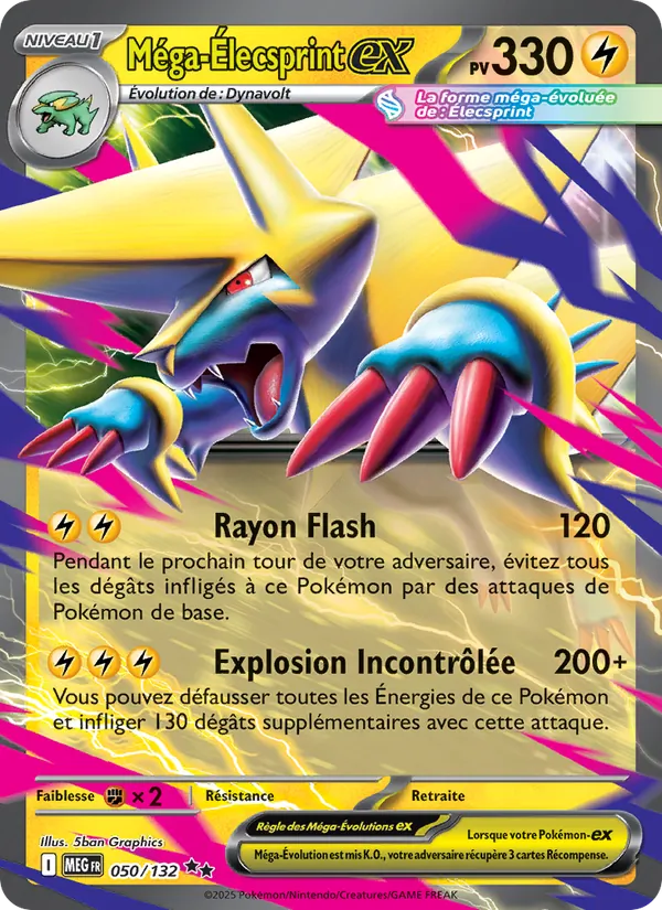 Carte Pokémon Méga-Élecsprint-ex de l'extension Méga-Évolution