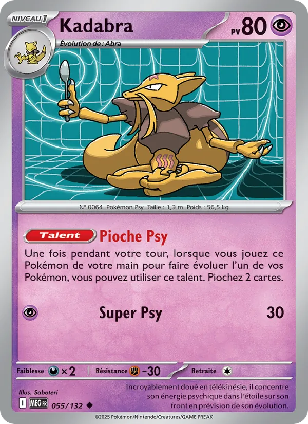 Carte Pokémon Kadabra de l'extension Méga-Évolution