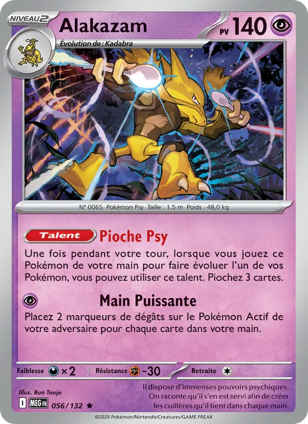 Carte Pokémon Alakazam de l'extension Méga-Évolution