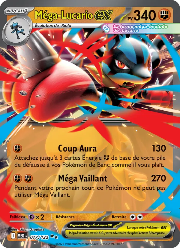 Carte Pokémon Méga-Lucario-ex de l'extension Méga-Évolution
