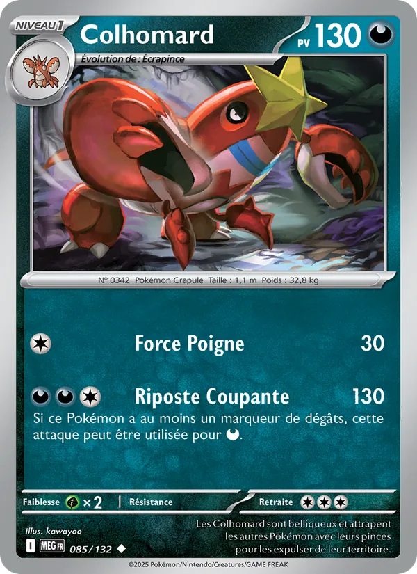 Carte Pokémon Colhomard de l'extension Méga-Évolution