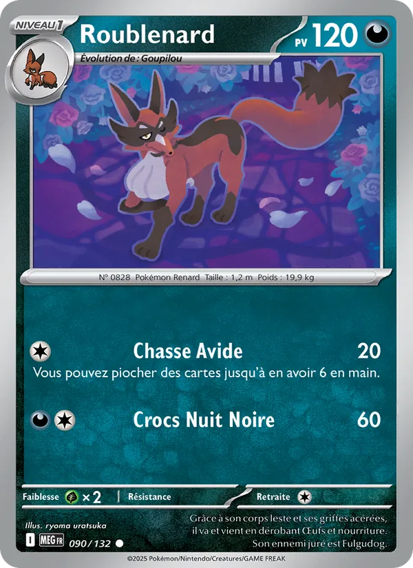 Carte Pokémon Roublenard de l'extension Méga-Évolution