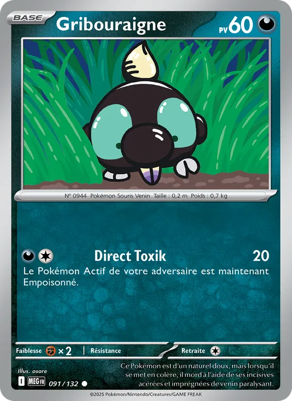 Carte Pokémon Gribouraigne de l'extension Méga-Évolution