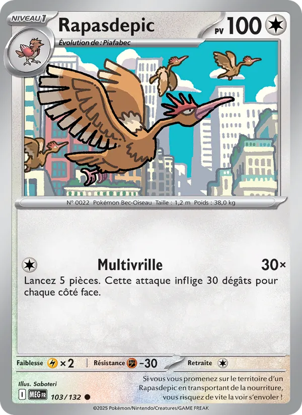 Carte Pokémon Rapasdepic de l'extension Méga-Évolution