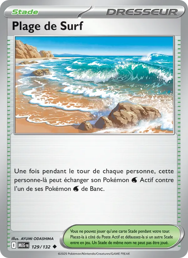 Carte Pokémon Plage de Surf de l'extension Méga-Évolution