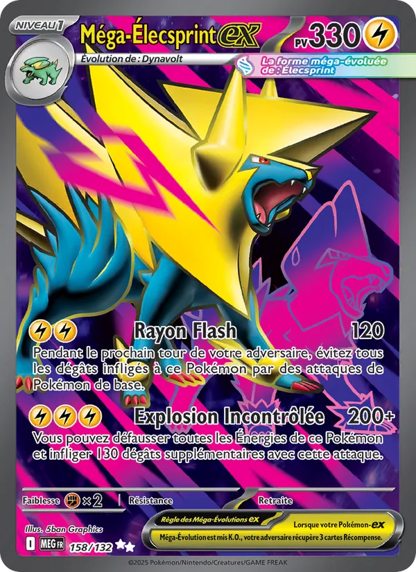 Carte Pokémon Méga-Élecsprint-ex de l'extension Méga-Évolution