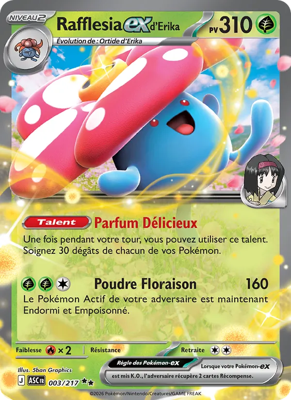 Carte Pokémon Rafflesia-ex d'Erika de l'extension Héros Transcendants