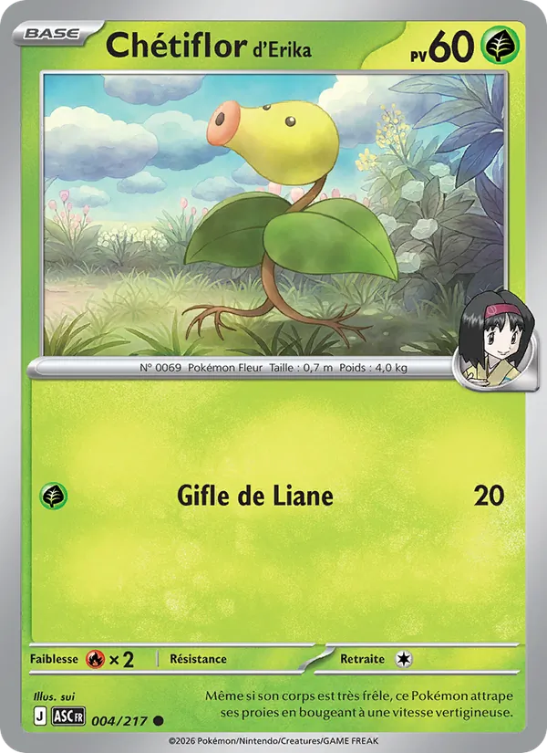 Carte Pokémon Chétiflor d'Erika de l'extension Héros Transcendants