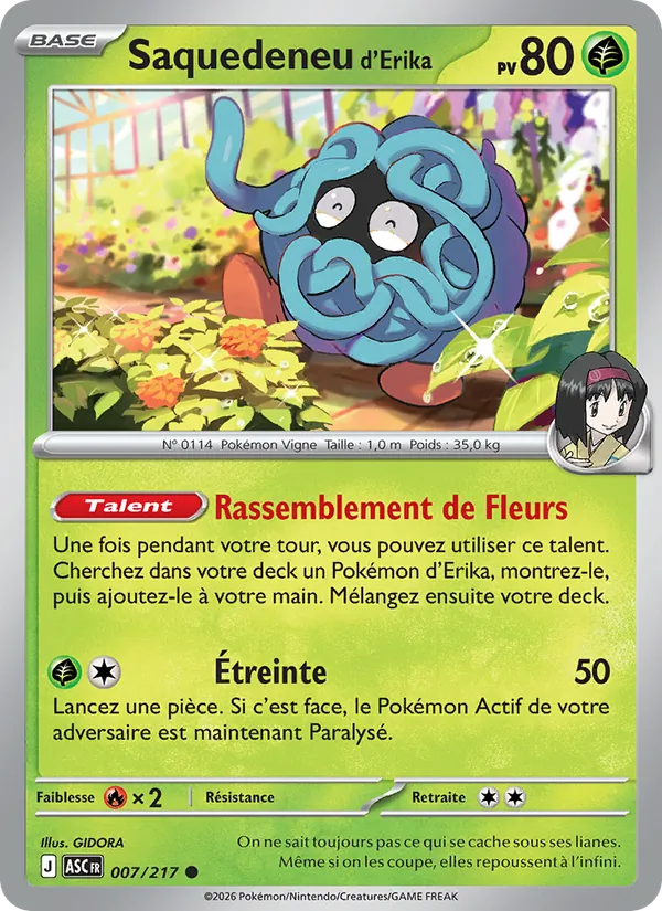 Carte Pokémon Saquedeneu d'Erika de l'extension Héros Transcendants