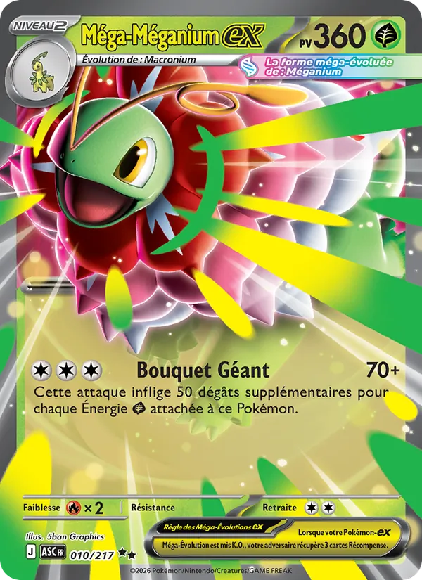 Carte Pokémon Méga-Méganium-ex de l'extension Héros Transcendants